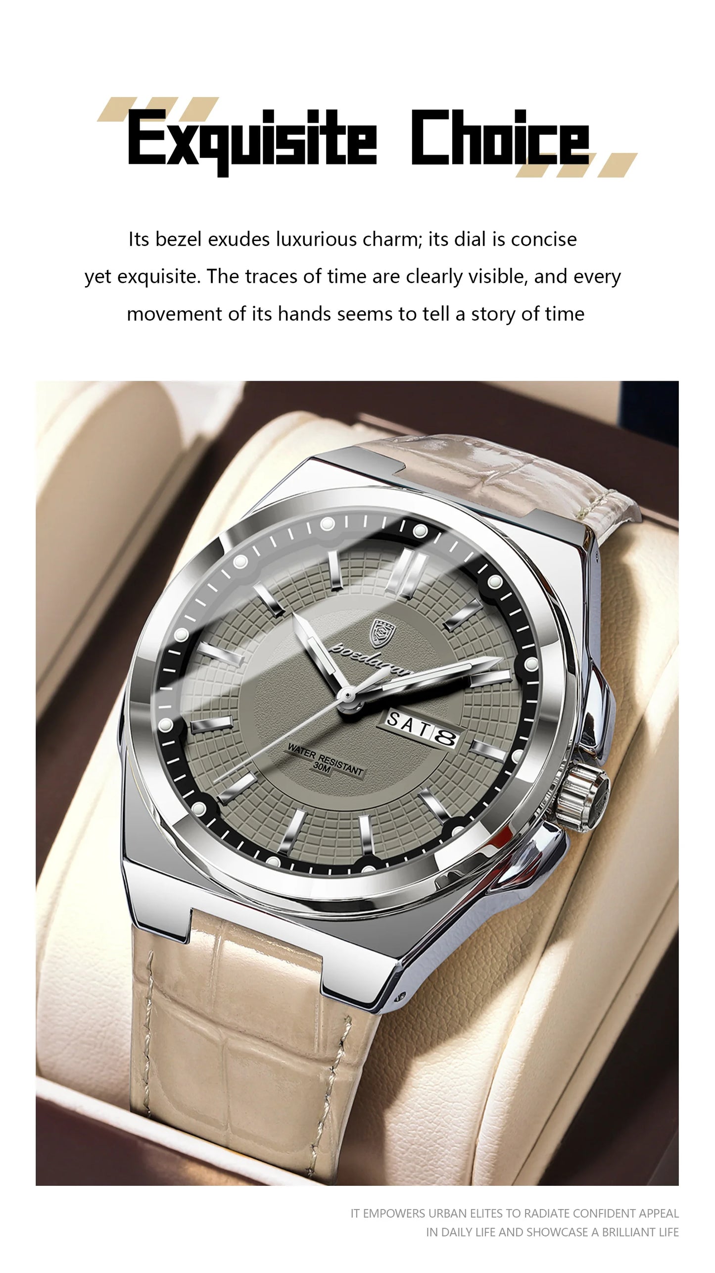 POEDAGAR High Quality Fashion Man Wristwatch Waterproof Luminous Date Week Business Quartz Men's Watches Leather Men Watch Reloj