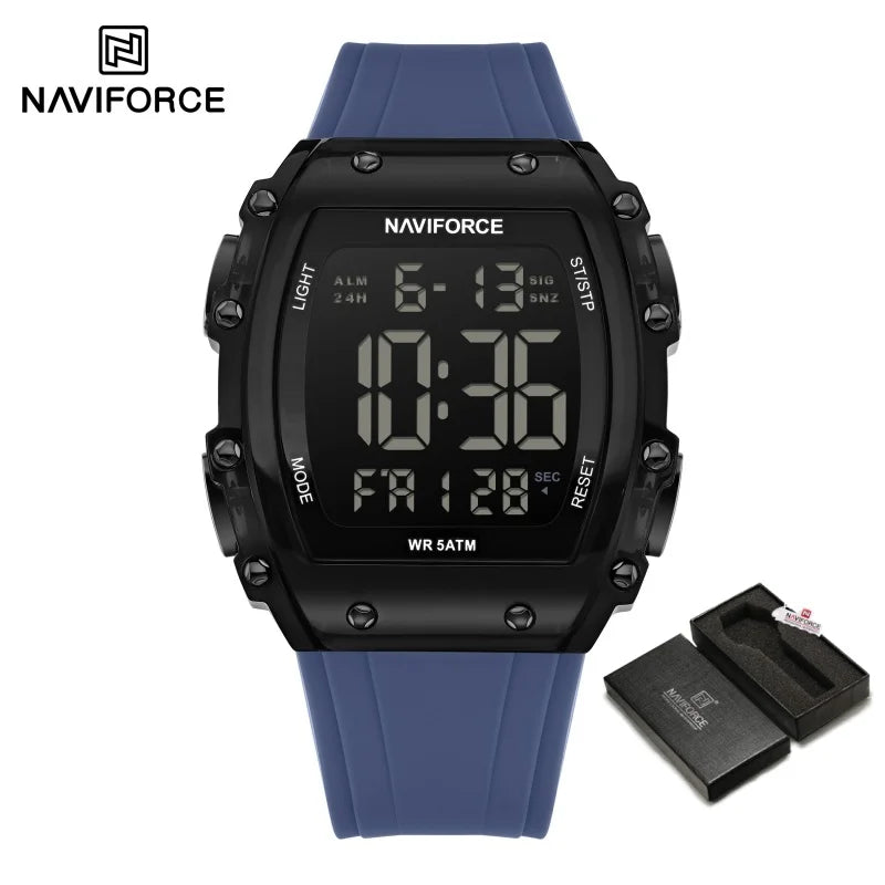 NAVIFROCE Relogio Masculino 2025 Man LCD Display Wristwatches Men Watches Luminous Military Sport Waterproof Quartz Male Clock