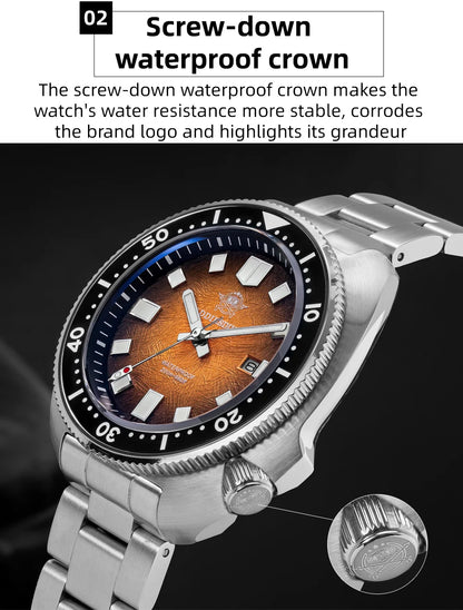 ADDIESDIVE Watch For Man AD2511 Sapphire Glass Window Display BGW9 Luminous 200M waterproof 316L Stainless Steel Quartz Watches