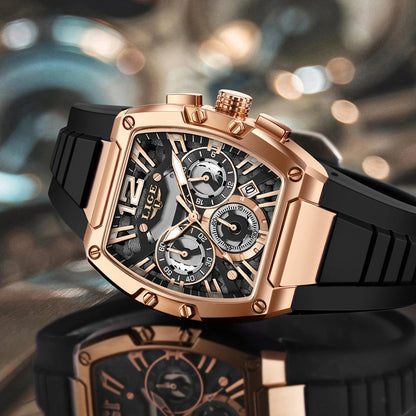 LIGE Original Brand Fashion Mens Watches Sport Military Chronograph Calendar Silicone Strap Quartz Wristwatch Relogio Masculino