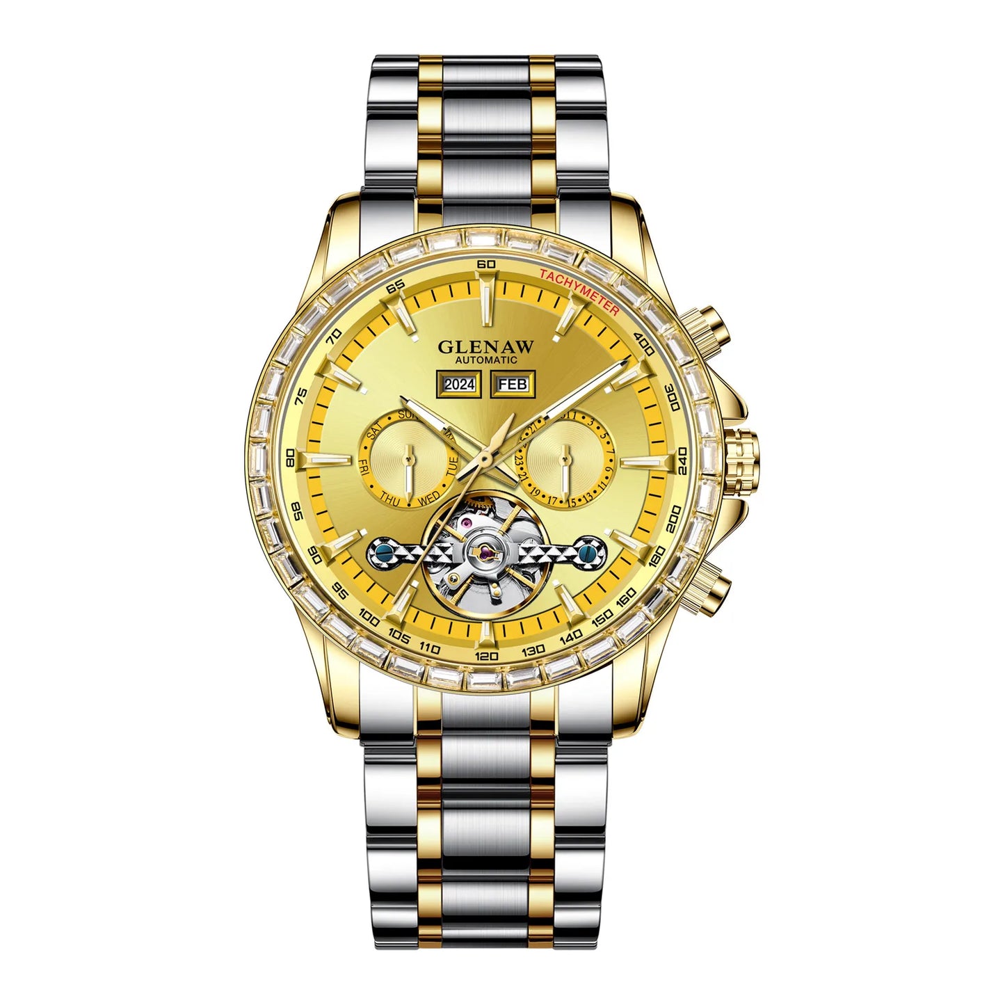 Glenaw high-end business fully automatic mechanical multi-function watch for men's fashionable waterproof watch