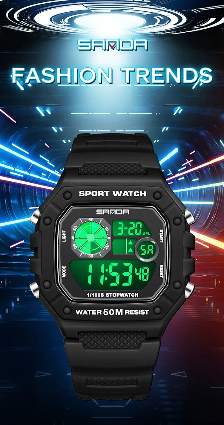 SANDA Fashion Brand Digital G Style Top Men's Watch Luxury Military Sport Waterproof Alarm Stopwatch Clock Relogio Masculino
