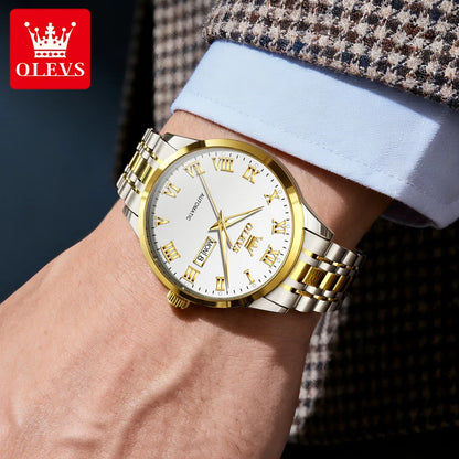 OLEVS 7060 Men's Automatic Watch Stainless steel Strap Waterproof Calendar Mechanical Watch for Men