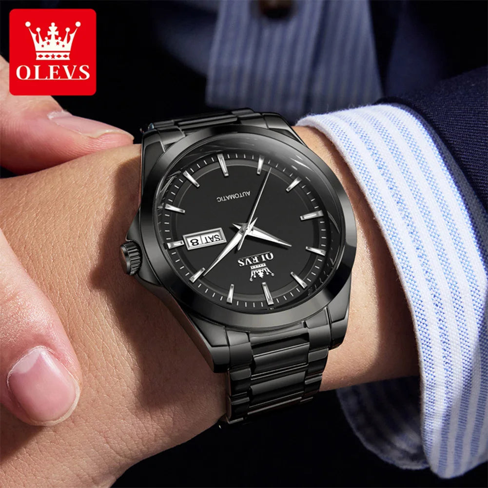 OLEVS 7090 Men's Automatic Mechanical Watch High quality Stainless steel Auto Date Waterproof Luminous Man Watch