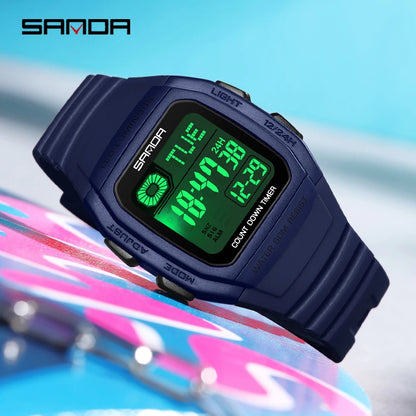 Fashion SANDA New 2208 Fashion Men's Electronic Watch Outdoor Sports Waterproof Timing LED Women's Watch