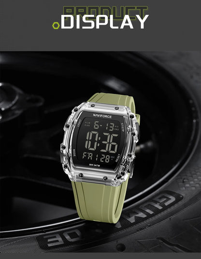 NAVIFROCE Relogio Masculino 2025 Man LCD Display Wristwatches Men Watches Luminous Military Sport Waterproof Quartz Male Clock