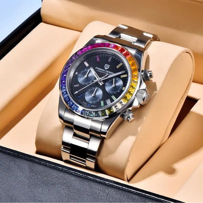 PAGANI DESIGN 2026 New VK63 Rainbow Circle Luxury Quartz Watch For Men Stainless Steel 30M Waterproof Chronograph reloj hombre