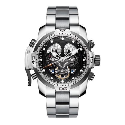 Reef Tiger/RT Designer Stainless Steel Completed Calendar Automatic Watch Men Date Rose Gold Bracelet Mechanical Watches RGA3503