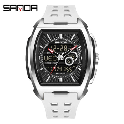 SANDA Luxury Men Wristwatch Electronic LED Display Luminous Sports Man Watch Quartz Waterproof Military Alarm Date Watches Male