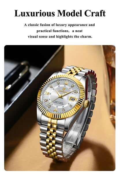 POEDAGAR Business Luxury Men Wristwatch Waterproof Luminous Date Military Man Watch Stainless Steel Fashion Men's Quartz Watches