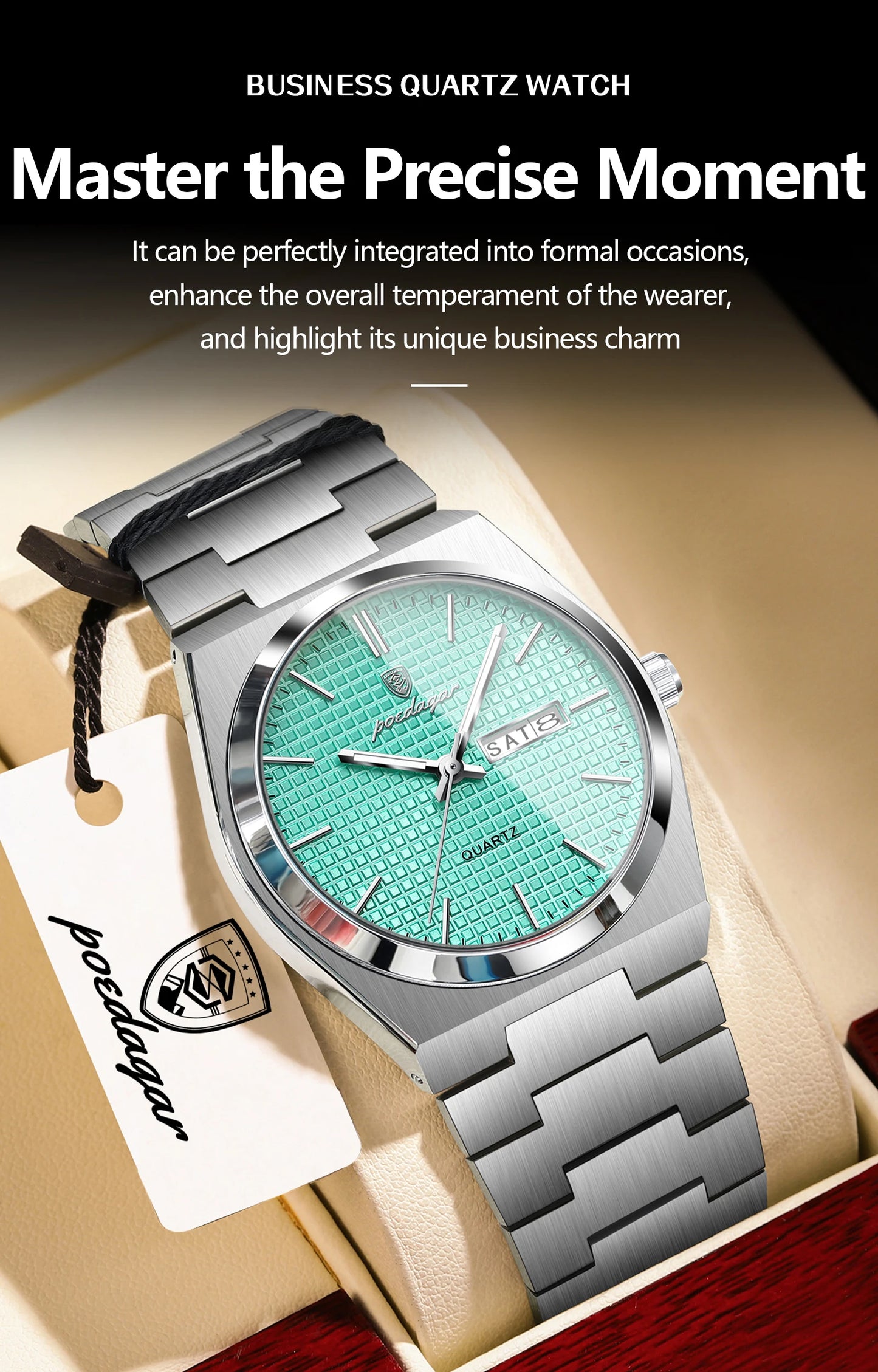 POEDAGAR High Quality Luxury Watch For Men Waterproof Luminous Man Wristwatch Original Date Week Quartz Casual Men's Watches+Box