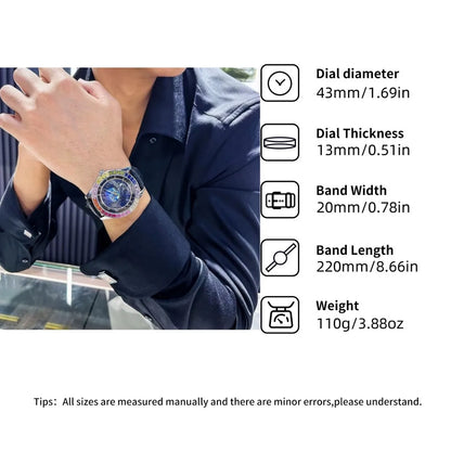 Luxury Sapphire Men's Automatic Mechanical Watch Top Brand Water Resistant Leather Strap Men Wristwatch Reloj Hombre