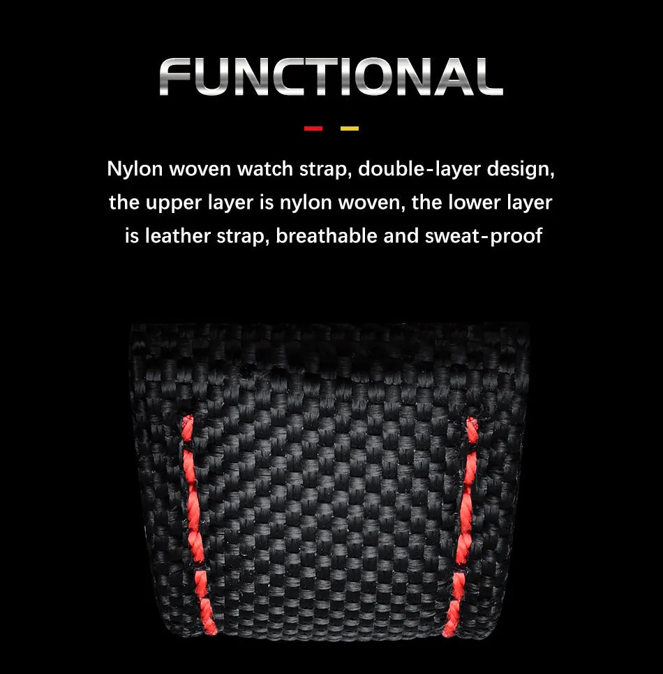 FOXBOX Fashion Luxury Quartz Man Watch Creative Big Dial Chronograph Date Nylon Strap Casual Sport Triangle Men's Watches Clocks