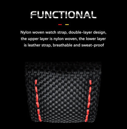 FOXBOX Fashion Luxury Quartz Man Watch Creative Big Dial Chronograph Date Nylon Strap Casual Sport Triangle Men's Watches Clocks