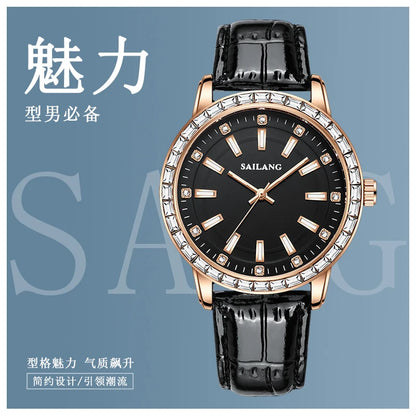 2024 New Aurora Series Fashion Light Luxury Men's Watch Temperament Black Plate Classic Night Glow Waterproof Watch