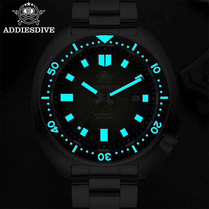 ADDIESDIVE Watch For Man AD2511 Sapphire Glass Window Display BGW9 Luminous 200M waterproof 316L Stainless Steel Quartz Watches