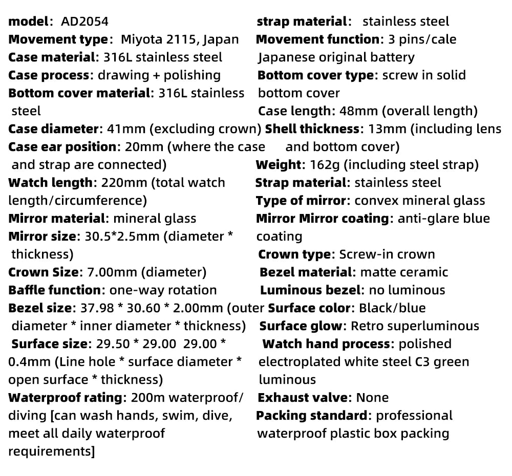 ADDIESDIVE Diver Watch Men Quartz Wristwatch 200m Waterproof Ceramic Bezel Super C3 Luminous AR Coating Calendar Diving Watch