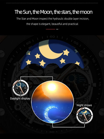 CHENXI Men's Fashion Silicone Chronograph Watch Multifunctional Cool Luminous Quartz Starry Lunar Phases Sport Wristwatch