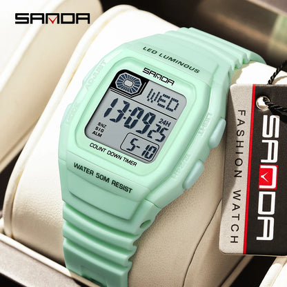 Fashion SANDA New 2208 Fashion Men's Electronic Watch Outdoor Sports Waterproof Timing LED Women's Watch