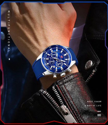 2026 New MINI FOCUS Men's Sports Quartz Watch Casual Analog Wrist Watch with Luminous Hands Silicone Strap Date Water Resistant