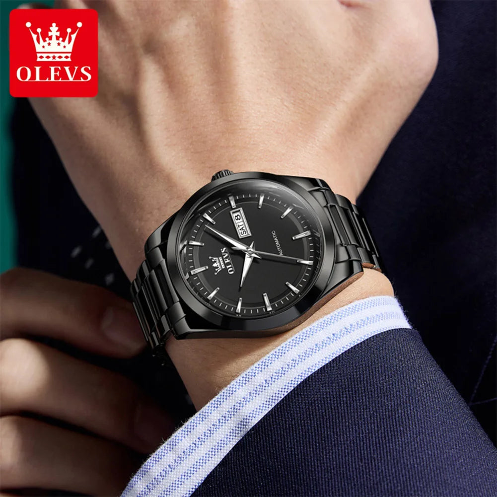 OLEVS 7090 Men's Automatic Mechanical Watch High quality Stainless steel Auto Date Waterproof Luminous Man Watch