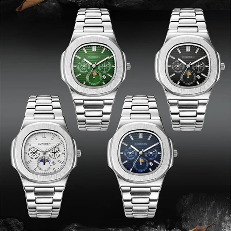 Original CURDDEN Famous Brand Men Watches Silver Fashion Alloy Band Gifts Date Quartz Watch Relogio Masculino Reloj Hombre 2026