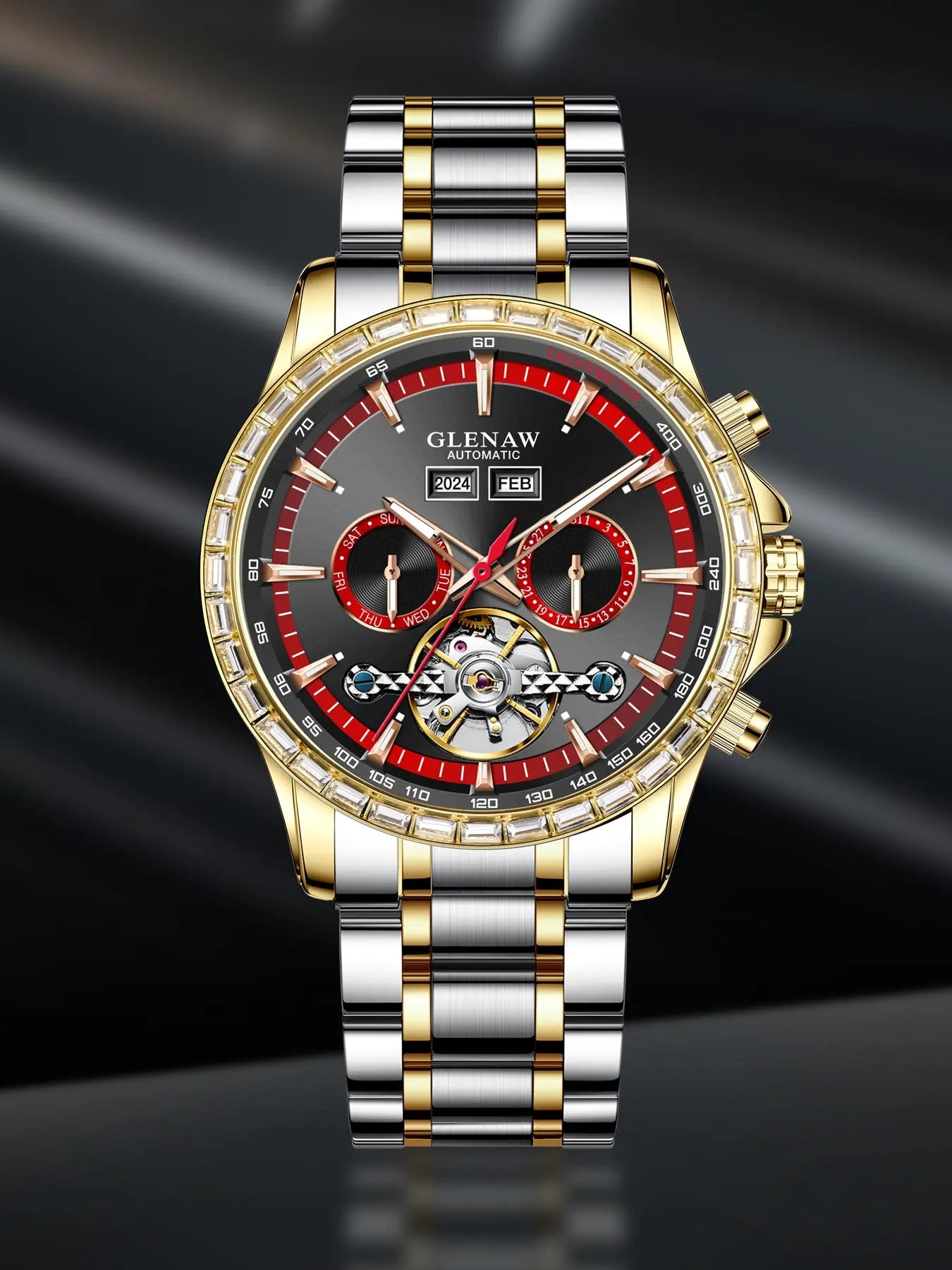 Glenaw high-end business fully automatic mechanical multi-function watch for men's fashionable waterproof watch