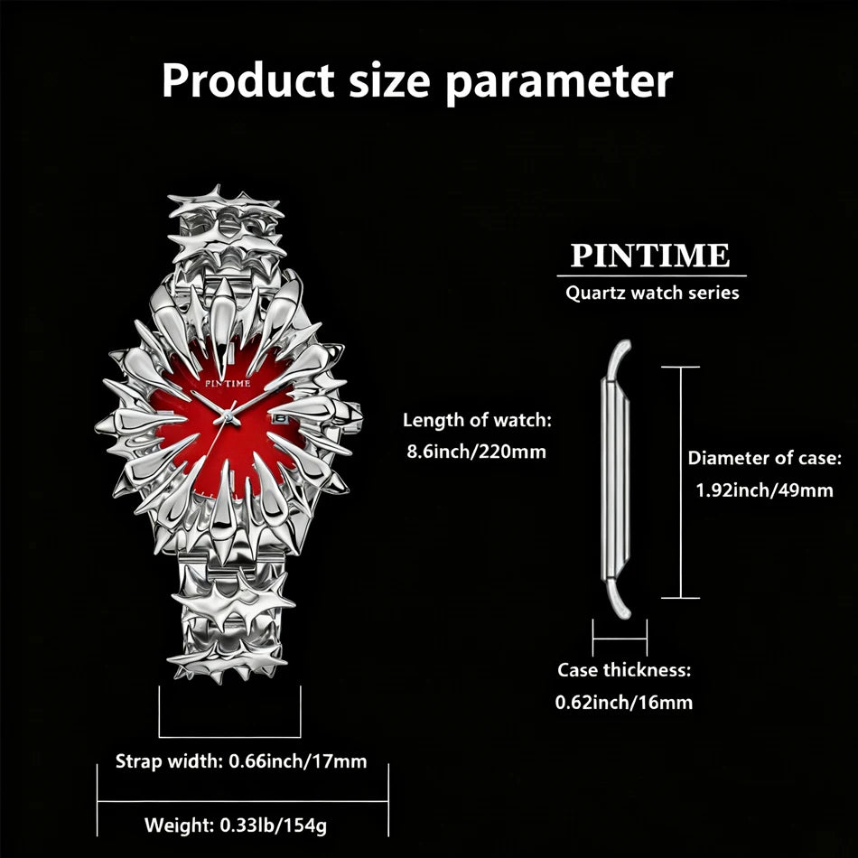 Y2K Watch European American Watches Irregular Dragon Scale Pointed tin Solder Light Luxury Men Gift Niche Quartz Wristwatch