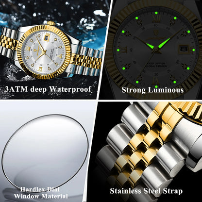 POEDAGAR Business Luxury Men Wristwatch Waterproof Luminous Date Military Man Watch Stainless Steel Fashion Men's Quartz Watches