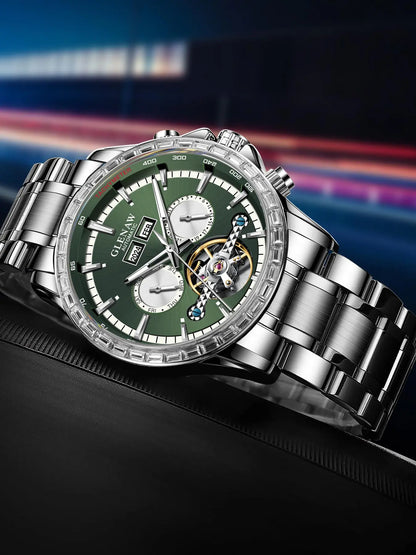 Glenaw high-end business fully automatic mechanical multi-function watch for men's fashionable waterproof watch