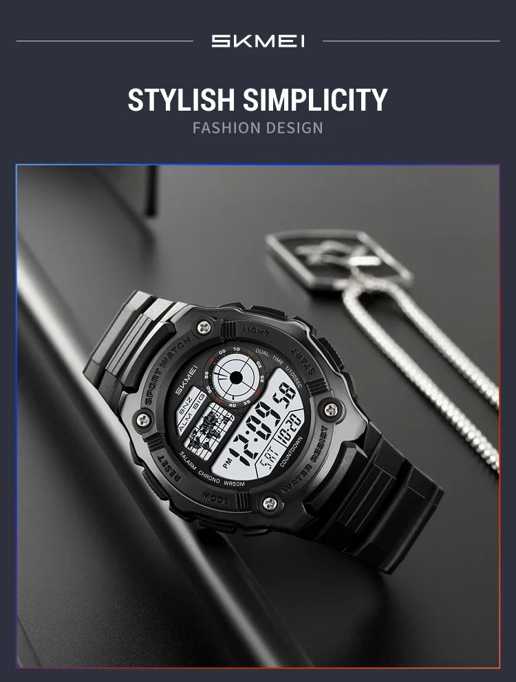 SKMEI 2517 Fashion Multifunction Electronic Watches for Man Alarm Clock Students Wristwatch Waterproof Casual Men Digital Watch