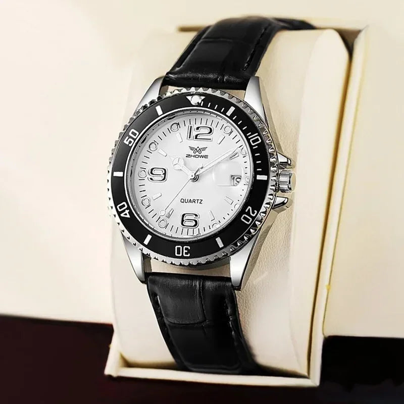 Fashion Calendar Men Business Watches Leather Strap Quartz Wristwatch for Male Clock Reloj Hombre (without box)