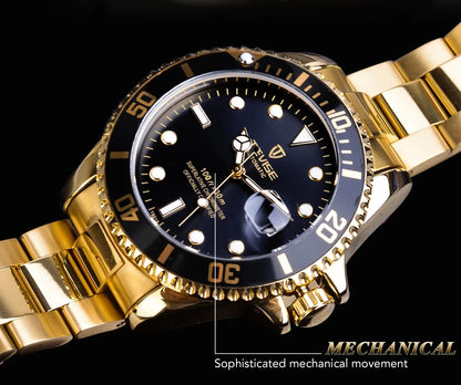 TEVISE Men's Luxury Automatic Mechanical Watch Blue Ocean Dial Stainless Steel Sport Watch, Business Casual Style with Date D
