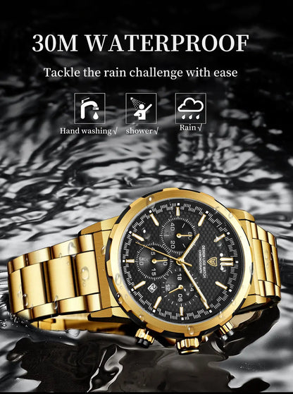 LIGE Luxury Men Watch Top Original Waterproof Luminous Chronograph Man Wristwatch Stainless Steel Quartz Men's Watches Reloj