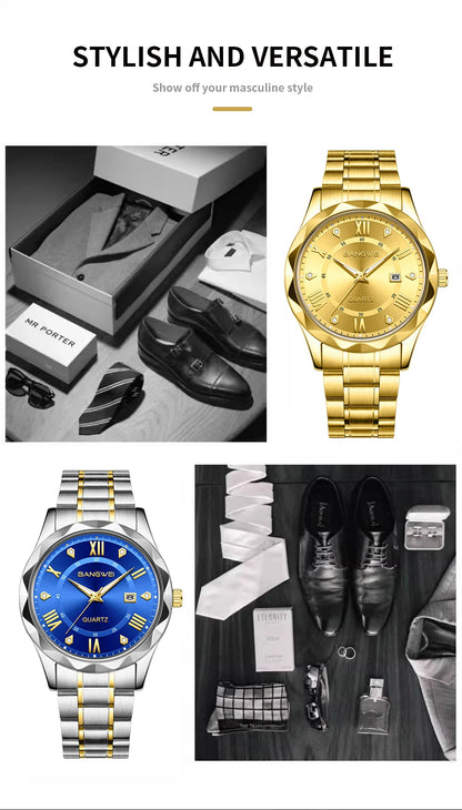 BANGWEI Quartz Watch For Men Luxury Calendar Waterproof Business Men's Wristwatch Luminous Big Dial Simple Man Watch hombre