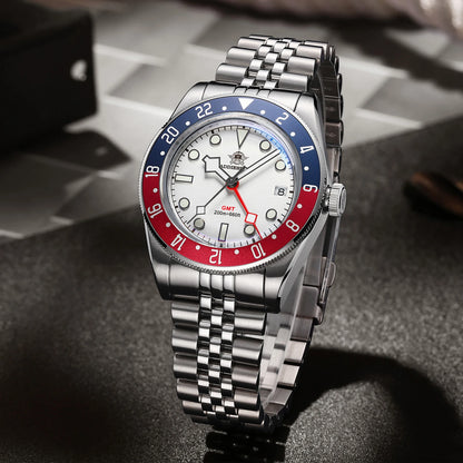 ADDIESDIVE Mens GMT Watches Luxury Stainless Steel Casual Quartz Watch Men Sport 200MM Waterproof Wristwatches Relogio Masculino