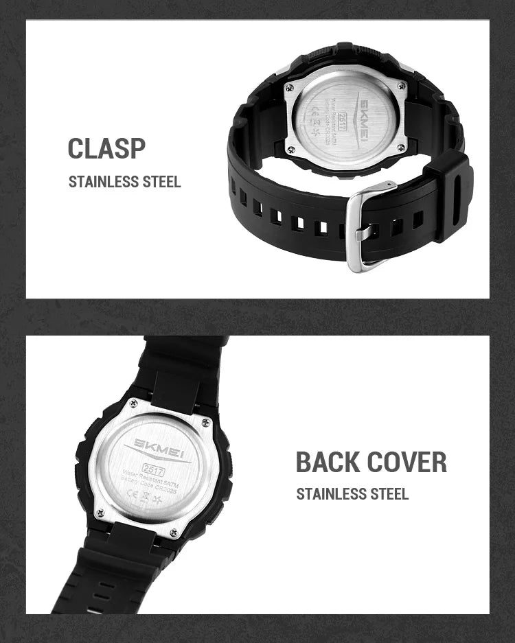 SKMEI 2517 Fashion Multifunction Electronic Watches for Man Alarm Clock Students Wristwatch Waterproof Casual Men Digital Watch