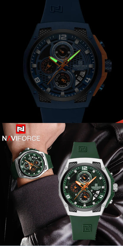 NAVIFORCE Top Brand Luxury Men's Quartz Watch Sport Chronograph Date Waterproof Wristwatch Fashion Business Men Watches Reloj