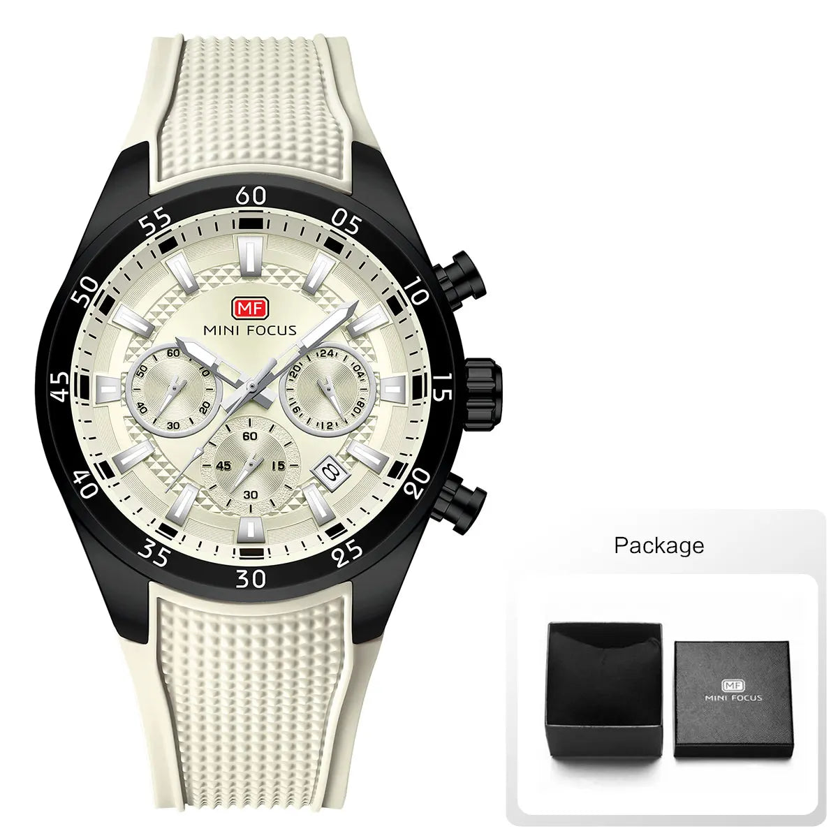 2026 New MINI FOCUS Men's Sports Quartz Watch Casual Analog Wrist Watch with Luminous Hands Silicone Strap Date Water Resistant