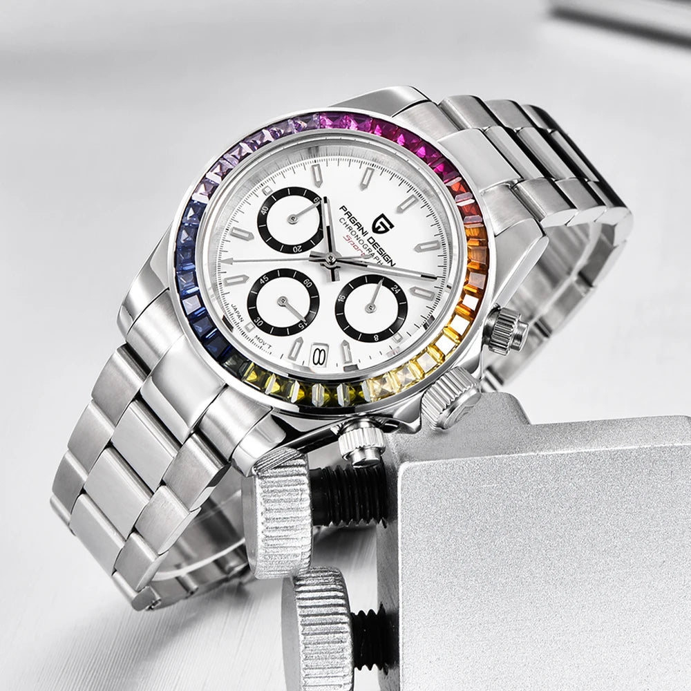 PAGANI DESIGN 2026 New VK63 Rainbow Circle Luxury Quartz Watch For Men Stainless Steel 30M Waterproof Chronograph reloj hombre