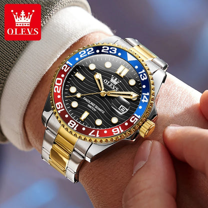 OLEVS 3610 Mens Watch Stainless Steel Date Quartz Watch Waterproof Luminous Sports Watches Man Box Gifts Original Reloj