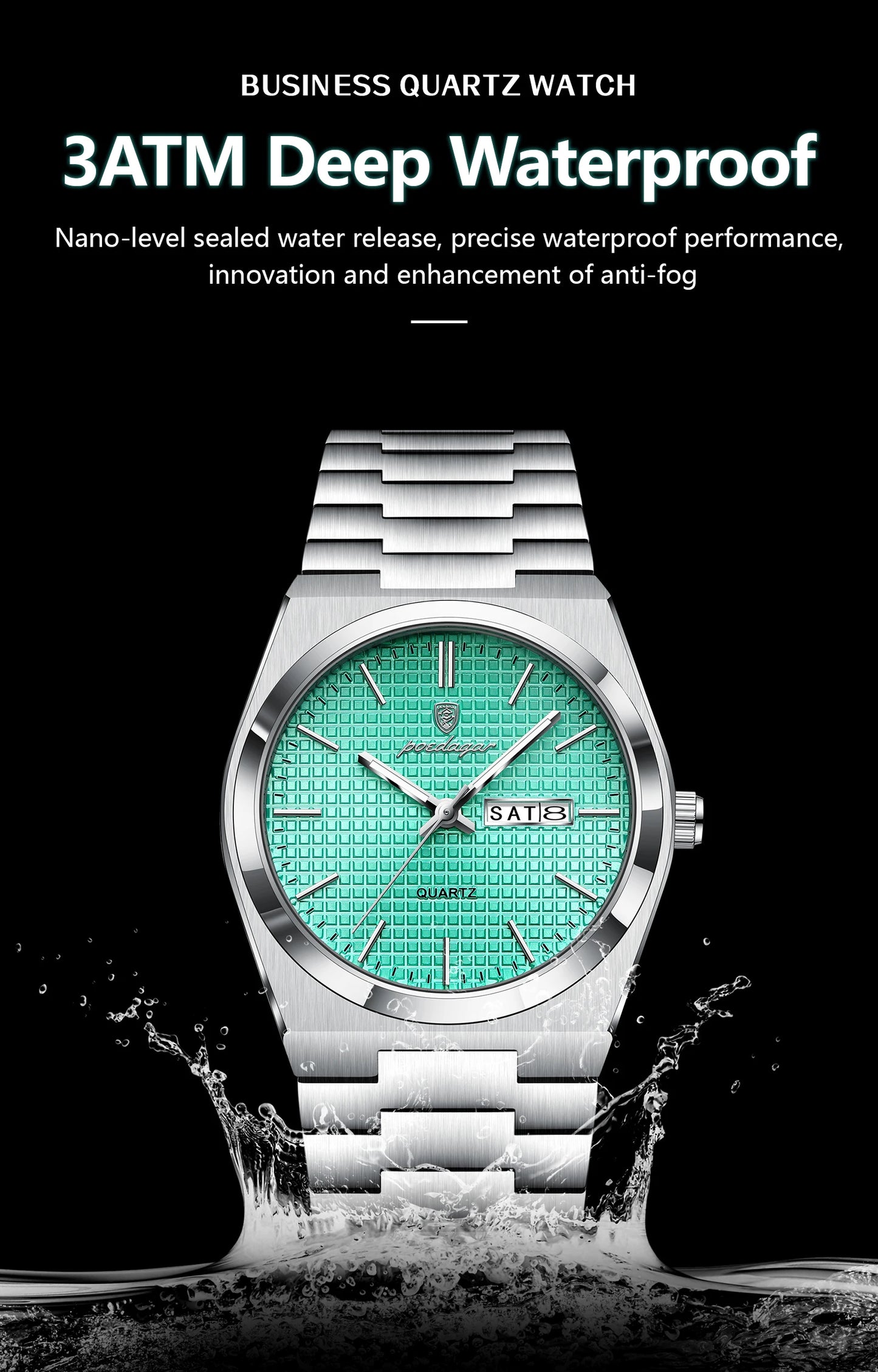 POEDAGAR High Quality Luxury Watch For Men Waterproof Luminous Man Wristwatch Original Date Week Quartz Casual Men's Watches+Box