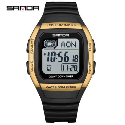 Fashion SANDA New 2208 Fashion Men's Electronic Watch Outdoor Sports Waterproof Timing LED Women's Watch