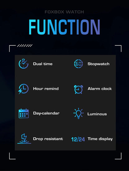 FOXBOX Military Watches For Men Fashion Square Waterproof Luminous Sports Men's Watch LED Electronic Wristwatch Reloj Hombre+BOX