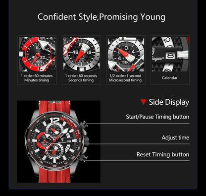 POEDAGAR Functional Watch For Men Date Chronograph Luminous Waterproof Silicone Classic Male Watch Quartz Original Men's Watches