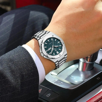 POEDAGAR Original Men Clock Quartz Date Week Luxury Man Wristwatch Waterproof Luminous Stainless Steel Sport Men's Watches Reloj