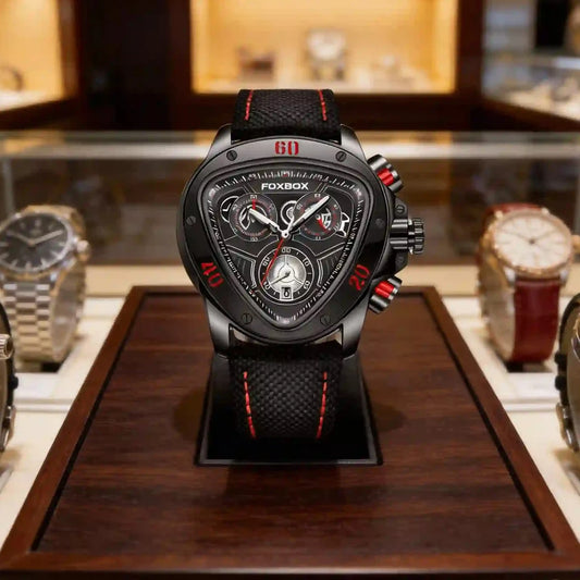 FOXBOX Original Luxury Male Watch Waterproof Luminous Date Week Sports Men's Watches Classic Business Quartz Leather Men Watch