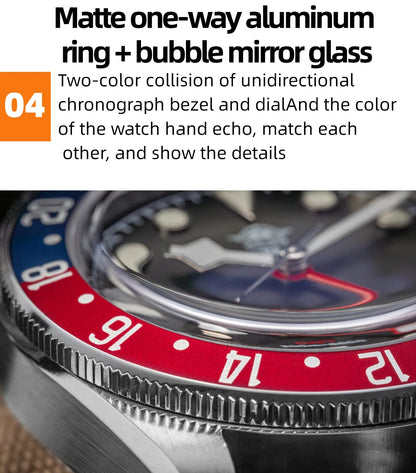 ADDIESDIVE TOP Quartz Watches 20Bar Diving BGW9 Super LuminousSwiss Ronda 515-24H GMT Watch Men's Watch relogios masculino