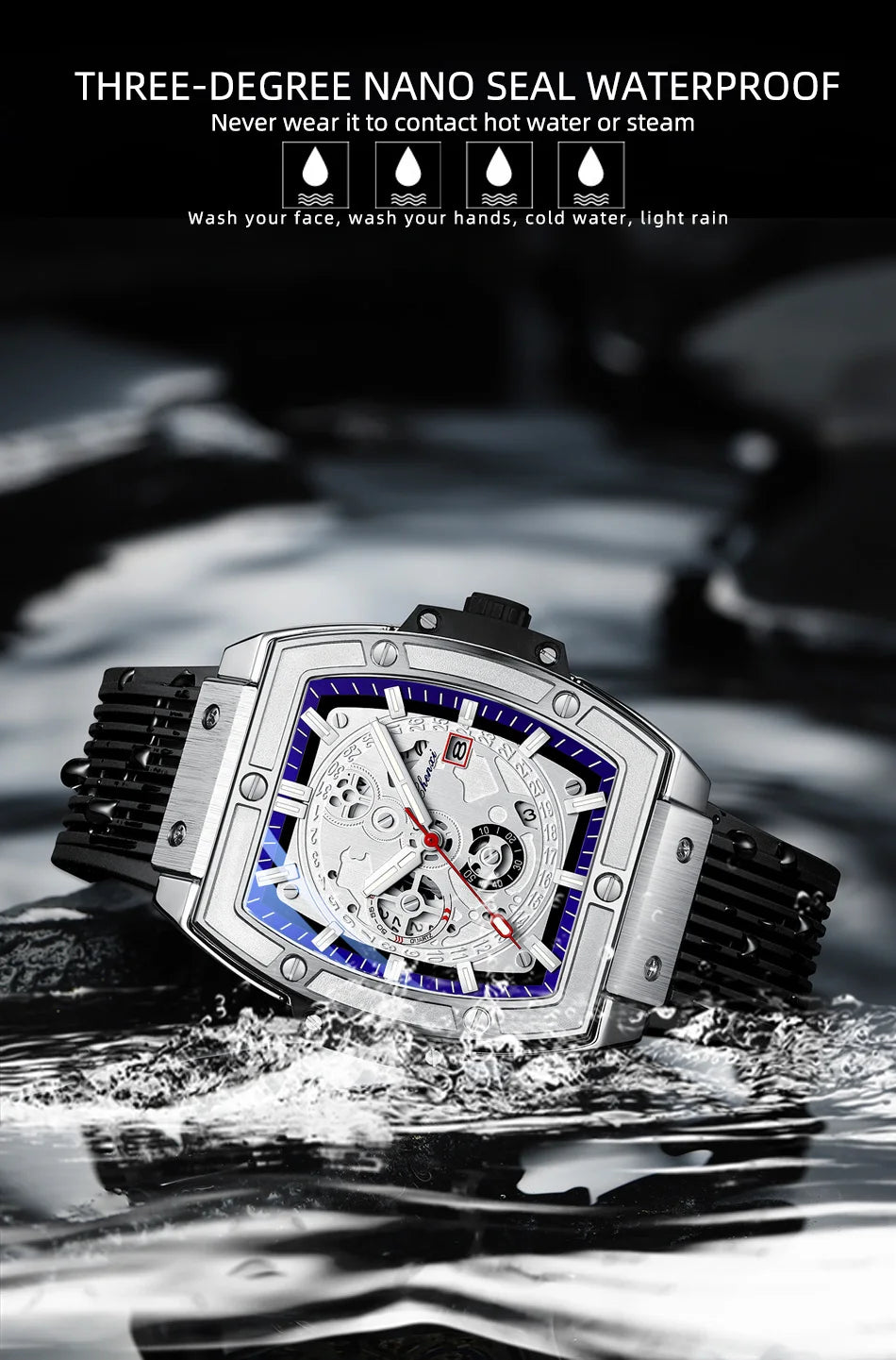 CHENXI Top Brand Popular Men Sports Watch Quartz Luxury Waterproof Silicone Strap WristWatch New Fashion Men's Date Clock