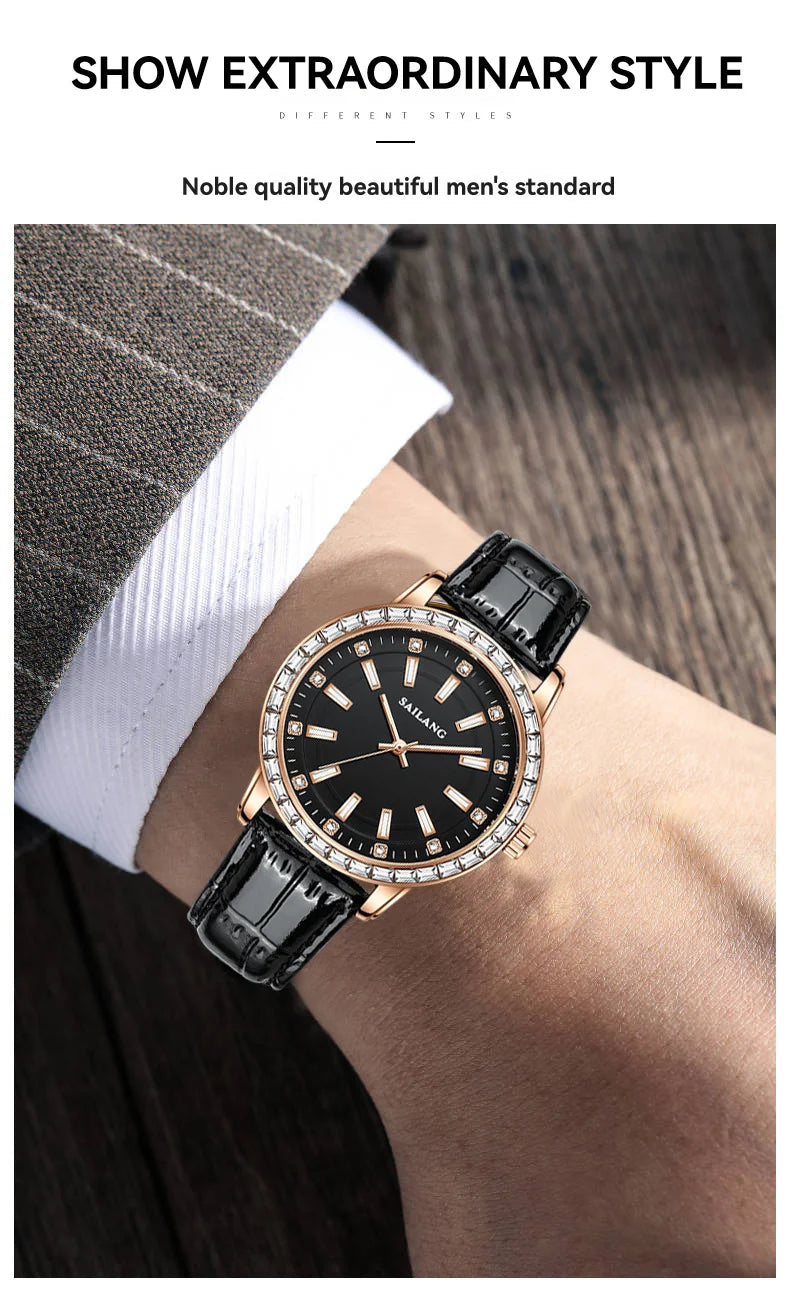 2024 New Aurora Series Fashion Light Luxury Men's Watch Temperament Black Plate Classic Night Glow Waterproof Watch